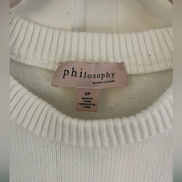 🌟Philosophy Green and White Striped Crew Neck Sweater Size Sm - Picture 3 of 5